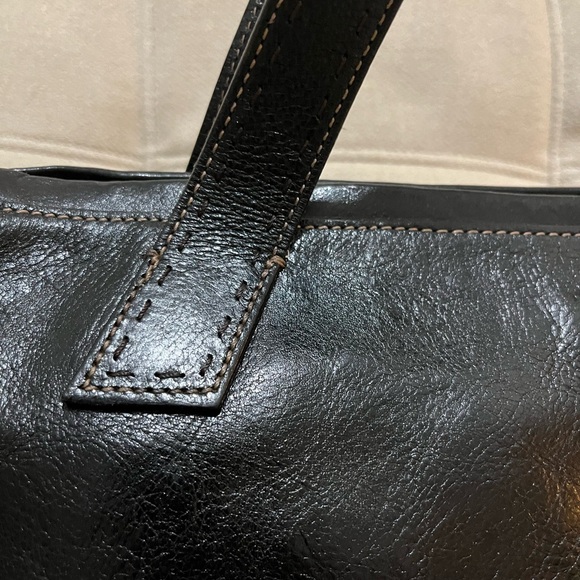 FOSSIL  Black Leather Satchel Handbag Purse - Picture 2 of 9